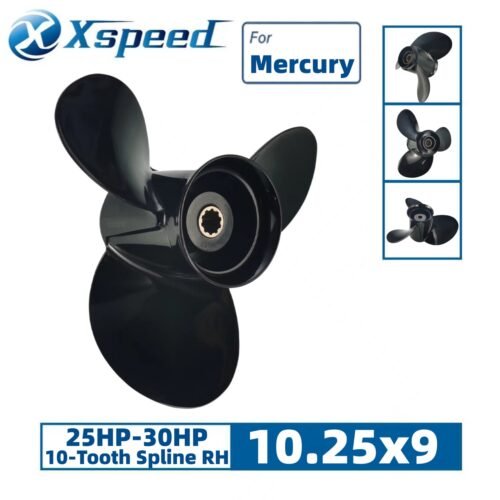 10.25x9 Mercury 10.25x9 Aluminum Propeller Replacement 3 Blade 10 Tooth RH 3" Gearcase 25-30HP Outboard Propeller