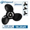 Johnson 10.25x9 Aluminum Propeller 3-Blade 10-Tooth RH 3" Gearcase 25-30HP - Front view