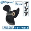 Mercury 11-1/4x13 Aluminum Propeller Replacement 3 Blade 13 Tooth RH 3-1/4" Gearcase 25-70HP Outboard Propeller