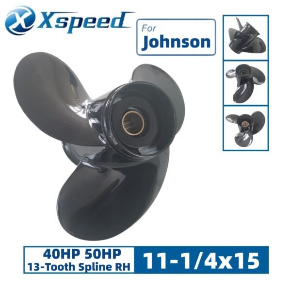 Johnson 11-1/4x15 Aluminum Propeller 3-Blade 13-Tooth RH 3-1/4" Gearcase - Front view