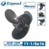 Mercury 11-1/8x16 Aluminum Propeller Replacement 3 Blade 13 Tooth RH 3-1/4" Gearcase 25-70HP Outboard Propeller