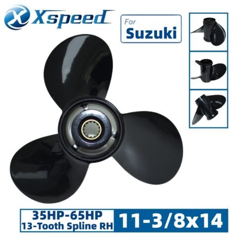 Suzuki 11-3/8x14 Aluminum Propeller Replacement 3 Blade 13 Tooth RH 3-1/4" Gearcase 35-65HP Outboard Propeller OEM 58100-88L51-019
