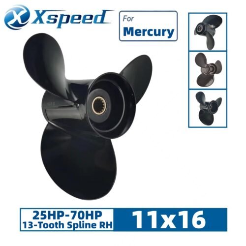 Mercury 11x16 Aluminum Propeller Replacement 3 Blade 13 Tooth RH 3-1/4" Gearcase 25-70HP Outboard Propeller