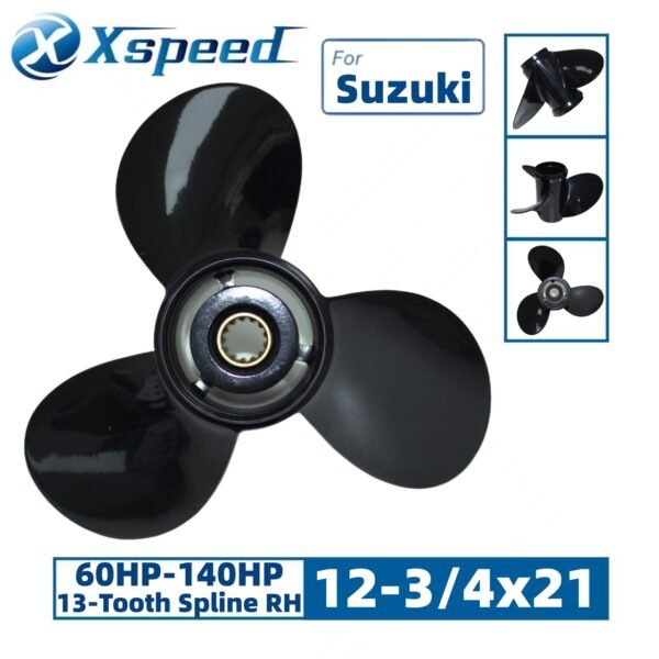 Suzuki 12-3/4x21 Aluminum Propeller Replacement 3 Blade 13 Tooth RH 4-1/4" Gearcase 60-140HP Outboard Propeller