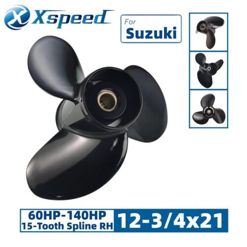 Suzuki 12-3/4x21 Aluminum Propeller Replacement 3 Blade 15 Tooth RH 4-1/4" Gearcase 60-140HP Outboard Propeller
