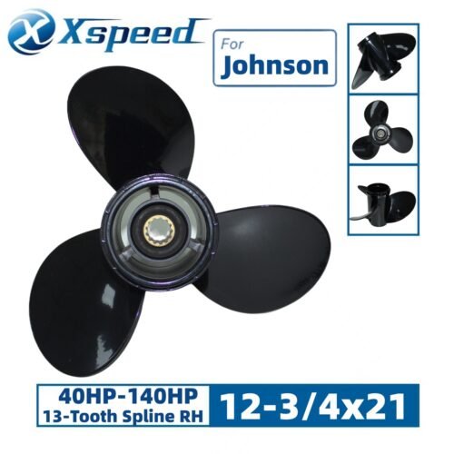 Johnson 12-3/4x21 Aluminum Propeller 3-Blade 13-Tooth RH 4-1/4" Gearcase 40-140HP - Front view
