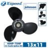 Johnson 13x11 Aluminum Propeller 3-Blade 13-Tooth RH 3-3/8" Gearcase 40-75HP - Front view