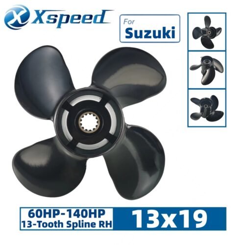 13x19 Suzuki 13x19 Aluminum Propeller Replacement 4 Blade 13 Tooth RH 4-1/4" Gearcase 60-140HP Outboard Propeller