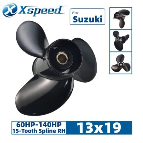 13x19 Suzuki 13x19 Aluminum Propeller Replacement 3 Blade 15 Tooth RH 4-1/4" Gearcase 60-140HP Outboard Propeller