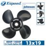 Johnson 13x19 Aluminum Propeller 4-Blade 13-Tooth RH 4-1/4" Gearcase 40-140HP - Front view