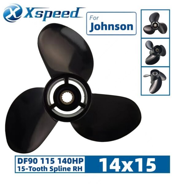 Johnson 14x15 Aluminum Propeller Replacement 3 Blade 15 Tooth RH 4-1/4" Gearcase DF90 115 140HP Outboard Propeller