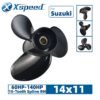 Suzuki 14x11 Aluminum Propeller Replacement 3 Blade 15 Tooth RH 4-1/4" Gearcase 60-140HP Outboard Propeller