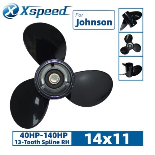 Johnson 14x11 Aluminum Propeller 3-Blade 13-Tooth RH 4-1/4" Gearcase 40-140HP - Front view
