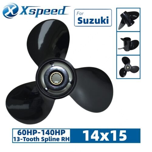 14x15 Suzuki 14x15 Aluminum Propeller Replacement 3 Blade 13 Tooth RH 4-1/4" Gearcase 60-140HP Outboard Propeller