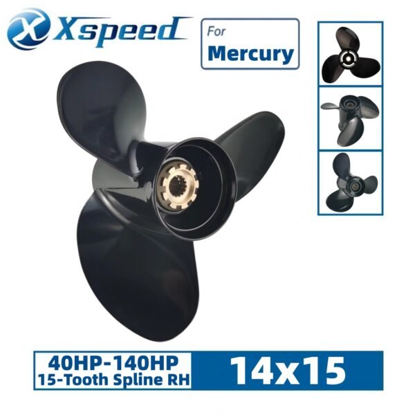 Mercury 14x15 Aluminum Propeller Replacement 3 Blade 15 Tooth RH 4-1/4" Gearcase 40-140HP Outboard Propeller