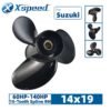 Suzuki 14x19 Aluminum Propeller Replacement 3 Blade 15 Tooth RH 4-1/4" Gearcase 60-140HP Outboard Propeller