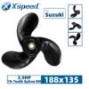Suzuki 188mmx135mm Aluminum Propeller Replacement 3 Blade 10 Tooth RH 2.5HP Outboard Propeller