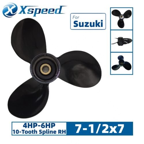 7 1-2x7 Suzuki 7-1/2x7 Aluminum Propeller Replacement 3 Blade 10 Tooth RH 4-6HP Outboard Propeller OEM 58110-91JN0-019