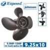 Johnson 9.25x10 Aluminum Propeller Replacement 4 Blade 10 Tooth RH 2-1/2" Gearcase 9.9-15HP Outboard Propeller