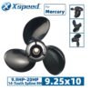 Mercury 9.25x10 Aluminum Propeller Replacement 3 Blade 14 Tooth RH 2-1/2" Gearcase 9.9-20HP Outboard Propeller OEM 48-897752A11