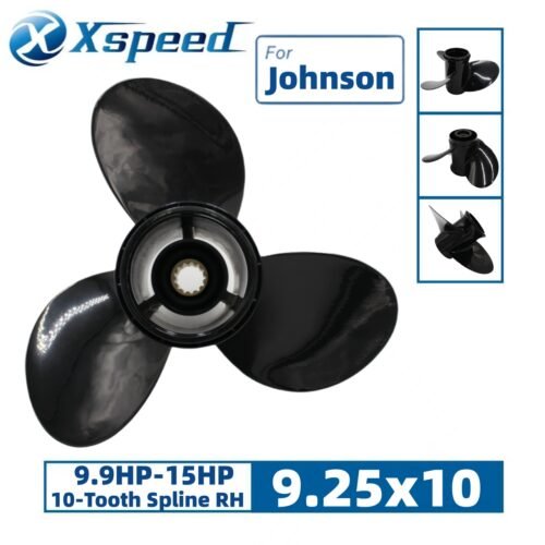 9.25x10 Johnson 9.25x10 Aluminum Propeller Replacement 3 Blade 10 Tooth RH 2-1/2" Gearcase 9.9-15HP Outboard Propeller