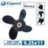 Mercury 9.25x11 Aluminum Propeller Replacement 4 Blade 8 Tooth RH 2-1/2" Gearcase 6-15HP Outboard Propeller