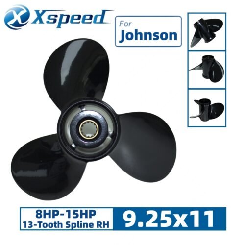 9.25x11 Johnson 9.25x11 Aluminum Propeller Replacement 3 Blade 13 Tooth RH 2-1/2" Gearcase 8-15HP Outboard Propeller OEM 778773
