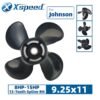 Johnson 9.25x11 Aluminum Propeller Replacement 4 Blade 13 Tooth RH 2-1/2" Gearcase 8-15HP Outboard Propeller