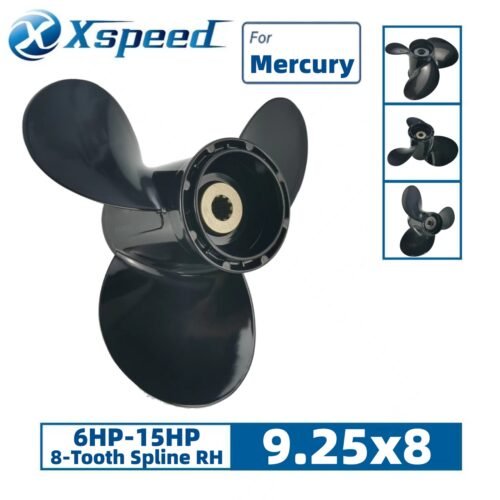 9.25x8 Mercury 9.25x8 Aluminum Propeller Replacement 3 Blade 8 Tooth RH 2-1/2" Gearcase 6-15HP Outboard Propeller OEM 48-828154A12