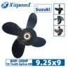 Suzuki 9.25x9 Aluminum Propeller Replacement 4 Blade 10 Tooth RH 2-1/2" Gearcase 8-20HP Outboard Propeller