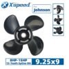 Johnson 9.25x9 Aluminum Propeller Replacement 4 Blade 13 Tooth RH 2-1/2" Gearcase 8-15HP Outboard Propeller