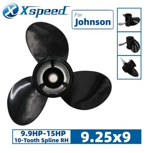 9.25x9 Johnson 9.25x9 Aluminum Propeller Replacement 3 Blade 10 Tooth RH 2-1/2" Gearcase 9.9-15HP Outboard Propeller