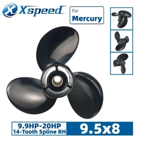 9.5x8 Mercury 9.5x8 Aluminum Propeller Replacement 3 Blade 14 Tooth RH 2-1/2" Gearcase 9.9-20HP Outboard Propeller OEM 48-897748A11