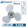 Mercury 9.9x9 Aluminum Propeller Replacement 3 Blade 10 Tooth RH 3" Gearcase 25-30HP Outboard Propeller