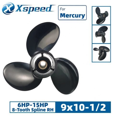 9x10 1-2 Mercury 9x10-1/2 Aluminum Propeller Replacement 3 Blade 8 Tooth RH 2-1/2" Gearcase 6-15HP Outboard Propeller OEM 48-828158A12
