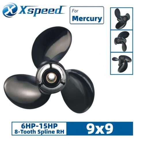 9x9 Mercury 9x9 Aluminum Propeller Replacement 3 Blade 8 Tooth RH 2-1/2" Gearcase 6-15HP Outboard Propeller OEM 48-828156A12