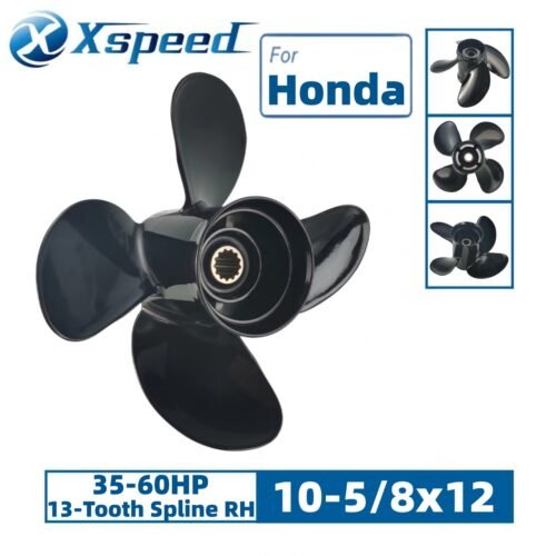 10 5-8x12 Honda 10-5/8x12 Aluminum Propeller Replacement 4 Blade 13 Tooth RH 3-1/4" Gearcase 35-60HP Outboard Propeller OEM 58134-ZV5-012AH