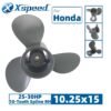 Honda 10.25x15 Aluminum Propeller Replacement 3 Blade 10 Tooth RH 3" Gearcase 25-30HP Outboard Propeller