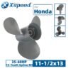 11 1-2x13 Honda 11-1/2x13 Aluminum Propeller Replacement 3 Blade 13 Tooth RH 3-1/4" Gearcase 35-60HP Outboard Propeller
