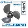 11 1-4x13 Honda 11-1/4x13 Aluminum Propeller Replacement 3 Blade 13 Tooth RH 3-1/4" Gearcase 35-60HP Outboard Propeller