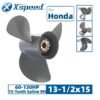 13 1-2x15 Honda 13-1/2x15 Aluminum Propeller Replacement 3 Blade 15 Tooth RH 4-1/4" Gearcase 60-130HP Outboard Propeller