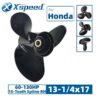 13 1-4X17 Honda 13-1/4x17 Aluminum Propeller Replacement 3 Blade 15 Tooth RH 4-1/4" Gearcase 60-130HP Outboard Propeller OEM 58130-ZW1-017AH