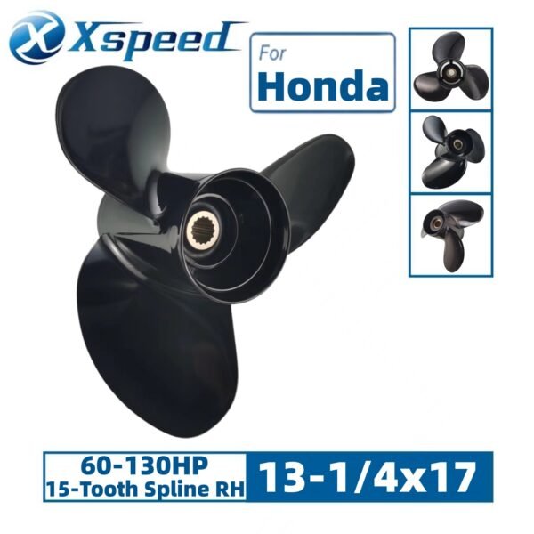 13 1-4X17 Honda 13-1/4x17 Aluminum Propeller Replacement 3 Blade 15 Tooth RH 4-1/4" Gearcase 60-130HP Outboard Propeller OEM 58130-ZW1-017AH