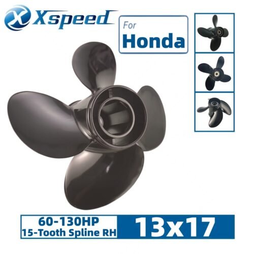 13X17 Honda 13x17 Aluminum Propeller Replacement 4 Blade 15 Tooth RH 4-1/4" Gearcase 60-130HP Outboard Propeller OEM 58134-ZW1-017AH