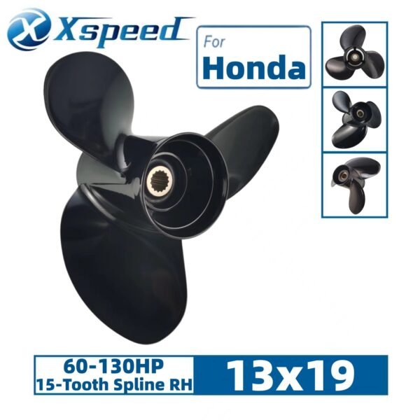 13X19 Honda 13x19 Aluminum Propeller Replacement 3 Blade 15 Tooth RH 4-1/4" Gearcase 60-130HP Outboard Propeller OEM 58130-ZW1-019AH