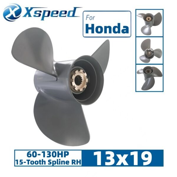 13X19 Honda 13x19 Aluminum Propeller Replacement 3 Blade 15 Tooth RH 4-1/4" Gearcase 60-130HP Outboard Propeller