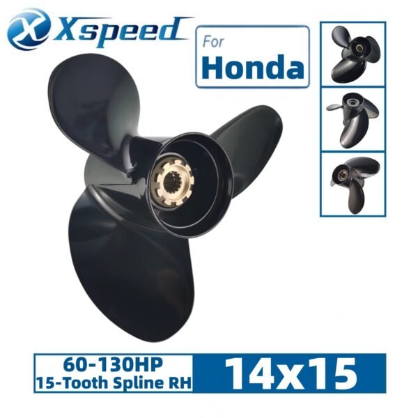 14X15 Honda 14x15 Aluminum Propeller Replacement 3 Blade 15 Tooth RH 4-1/4" Gearcase 60-130HP Outboard Propeller