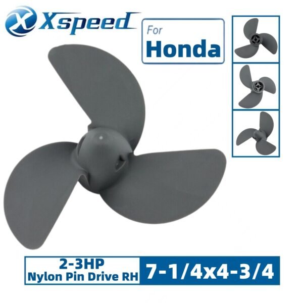 7 1-4x4 3-4 Honda 7-1/4x4-3/4 Aluminum Propeller Replacement 3 Blade Nylon Pin Drive RH 2-3HP Outboard Propeller OEM 58130-ZV0-841ZB