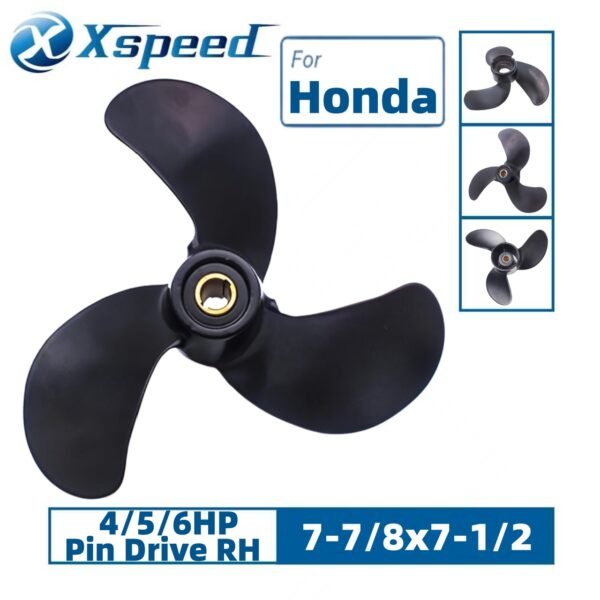 7 7-8x7 1-2 Honda 7-7/8x7-1/2 Aluminum Propeller Replacement 3 Blade Pin Drive RH 4/5/6HP Outboard Propeller OEM 58130-ZV1-841ZB