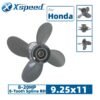 9.25x11 Honda 9.25x11 Aluminum Propeller Replacement 4 Blade 8 Tooth RH 2-1/2" Gearcase 8-20HP Outboard Propeller